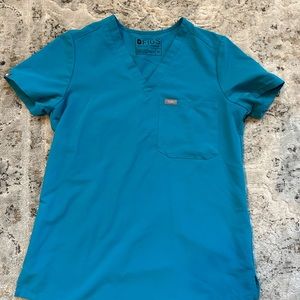 FIGS XS teal Catarina one pocket scrub top